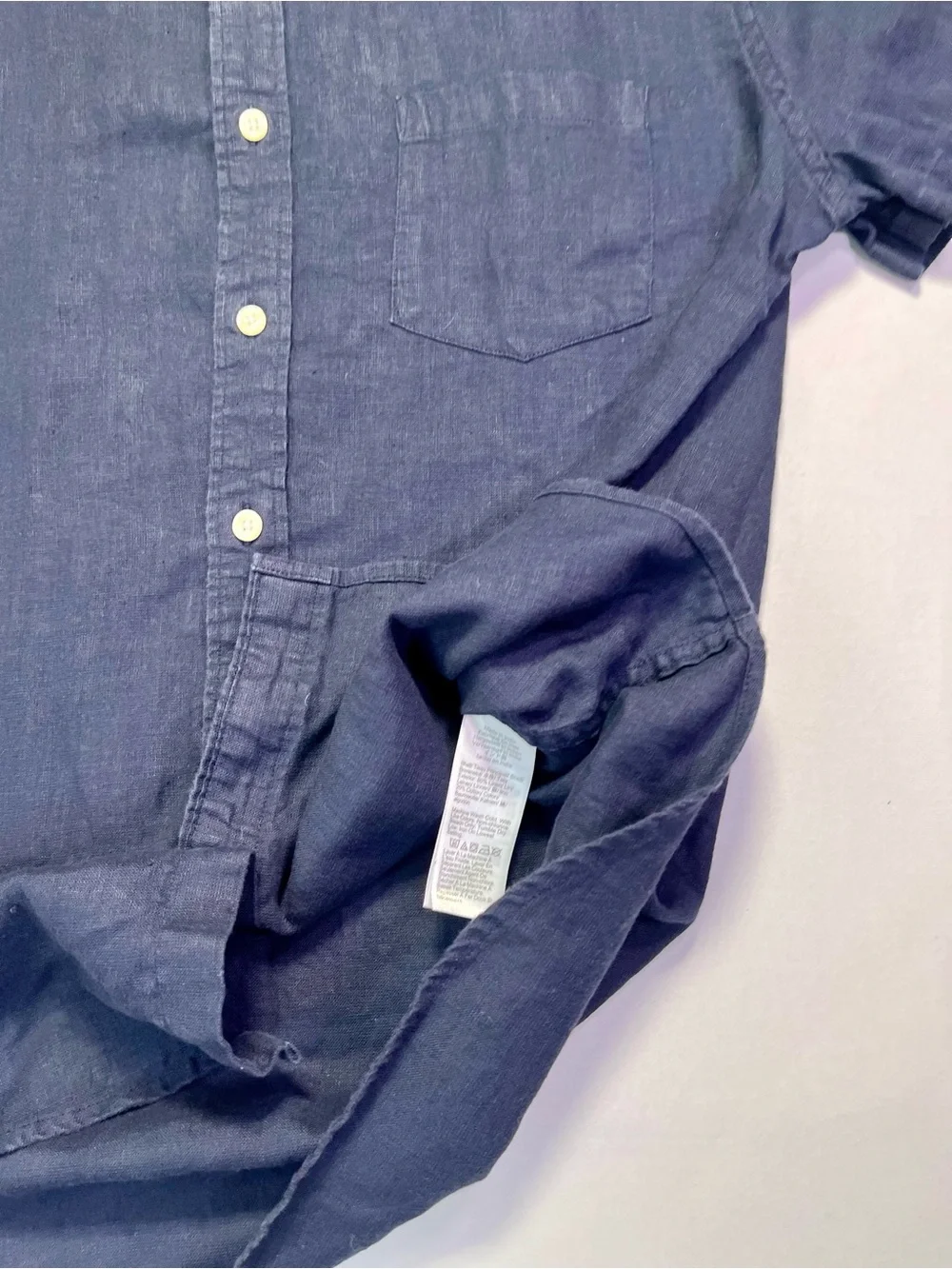 J. Crew Men’s Irish Linen Lightweight Short-Sleeve Button-Down Shirt Navy - L